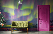 Load image into Gallery viewer, Aurora Borealis Wallpaper, Peel and Stick Wall Mural. Northern Lights Art Painting. Colorful Wallpaper. #6498