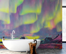 Load image into Gallery viewer, Aurora Borealis Wallpaper, Peel and Stick Wall Mural. Northern Lights Art Painting. Colorful Wallpaper. #6498