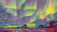 Load image into Gallery viewer, Aurora Borealis Wallpaper, Peel and Stick Wall Mural. Northern Lights Art Painting. Colorful Wallpaper. #6498