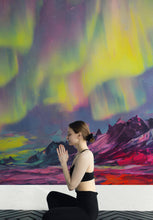 Load image into Gallery viewer, Aurora Borealis Wallpaper, Peel and Stick Wall Mural. Northern Lights Art Painting. Colorful Wallpaper. #6498