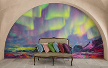 Load image into Gallery viewer, Aurora Borealis Wallpaper, Peel and Stick Wall Mural. Northern Lights Art Painting. Colorful Wallpaper. #6498