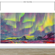 Load image into Gallery viewer, Aurora Borealis Wallpaper, Peel and Stick Wall Mural. Northern Lights Art Painting. Colorful Wallpaper. #6498