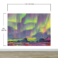 Load image into Gallery viewer, Aurora Borealis Wallpaper, Peel and Stick Wall Mural. Northern Lights Art Painting. Colorful Wallpaper. #6498