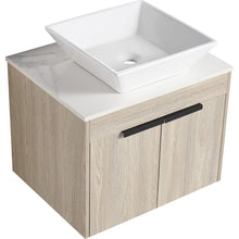 Carregar imagem no visualizador da galeria, 24" Modern Design Float Bathroom Vanity With Ceramic Basin Set, Wall Mounted White Oak Vanity With Soft Close Door, KD-PackingD-Packing Pieces