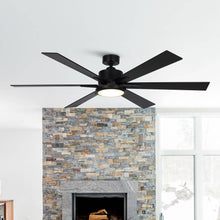 Carregar imagem no visualizador da galeria, 65" Amold Industrial Downrod Mount Ceiling Fan with Lighting and Remote Control