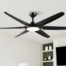 Carregar imagem no visualizador da galeria, 65" Industrial DC Motor Downrod Mount Ceiling Fan with Lighting and Remote Control