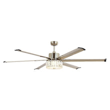 Carregar imagem no visualizador da galeria, 65" Modern Brushed Nickel DC Motor Downrod Mount Reversible Ceiling Fan with Lighting and Remote Control