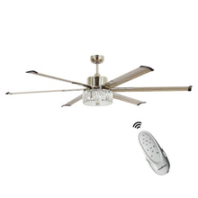 Carregar imagem no visualizador da galeria, 65" Modern Brushed Nickel DC Motor Downrod Mount Reversible Ceiling Fan with Lighting and Remote Control