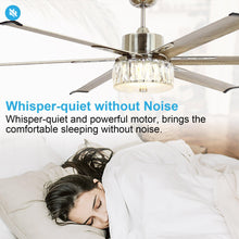 Carregar imagem no visualizador da galeria, 65" Modern Brushed Nickel DC Motor Downrod Mount Reversible Ceiling Fan with Lighting and Remote Control