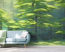 Carregar imagem no visualizador da galeria, Evergreen Forest Wall Mural. Peel and Stick Wallpaper. #6502