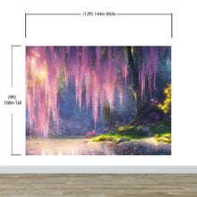Carregar imagem no visualizador da galeria, Enchanted Forest with Pink Cherry Blossom Tree Wall Mural. #6504