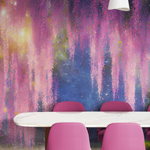Carregar imagem no visualizador da galeria, Enchanted Forest with Pink Cherry Blossom Tree Wall Mural. #6504