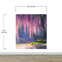 Carregar imagem no visualizador da galeria, Enchanted Forest with Pink Cherry Blossom Tree Wall Mural. #6504