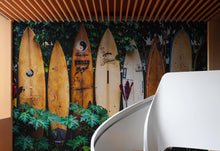 Load image into Gallery viewer, Surfboards Wall Mural. Peel and Stick Wallpaper. Summer Tropical Beach Theme Decor. #6509