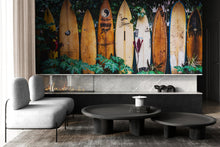 Load image into Gallery viewer, Surfboards Wall Mural. Peel and Stick Wallpaper. Summer Tropical Beach Theme Decor. #6509