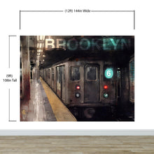 Carregar imagem no visualizador da galeria, Brooklyn Art Wallpaper. Subway 6 Train Peel and Stick Wall Mural #6516