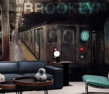 Carregar imagem no visualizador da galeria, Brooklyn Art Wallpaper. Subway 6 Train Peel and Stick Wall Mural #6516