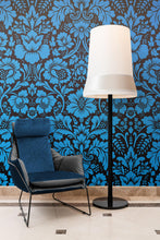 Load image into Gallery viewer, Damask Wallpaper Blue Color on Dark Background Pattern Wallpaper Peel and Stick Wall Mural Home Decor #6518