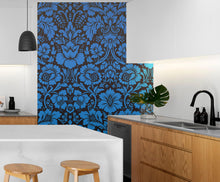 Load image into Gallery viewer, Damask Wallpaper Blue Color on Dark Background Pattern Wallpaper Peel and Stick Wall Mural Home Decor #6518