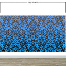 Load image into Gallery viewer, Damask Wallpaper Blue Color on Dark Background Pattern Wallpaper Peel and Stick Wall Mural Home Decor #6518