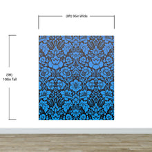 Load image into Gallery viewer, Damask Wallpaper Blue Color on Dark Background Pattern Wallpaper Peel and Stick Wall Mural Home Decor #6518