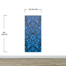 Load image into Gallery viewer, Damask Wallpaper Blue Color on Dark Background Pattern Wallpaper Peel and Stick Wall Mural Home Decor #6518