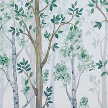 Carregar imagem no visualizador da galeria, Nursery Woodland Forest Wallpaper. Watercolor Birch Tree Forest Wall Mural. #6525