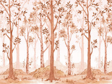 Carregar imagem no visualizador da galeria, Sepia Tone Nursery Woodland Forest Wallpaper. Watercolor Birch Tree Forest Wall Mural. #6526