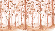 Carregar imagem no visualizador da galeria, Sepia Tone Nursery Woodland Forest Wallpaper. Watercolor Birch Tree Forest Wall Mural. #6526