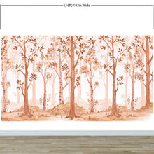 Carregar imagem no visualizador da galeria, Sepia Tone Nursery Woodland Forest Wallpaper. Watercolor Birch Tree Forest Wall Mural. #6526