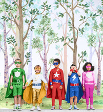 Load image into Gallery viewer, Colorful Nursery Woodland Forest Wallpaper. Watercolor Birch Tree Forest Wall Mural. #6527