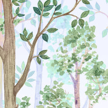 Load image into Gallery viewer, Colorful Nursery Woodland Forest Wallpaper. Watercolor Birch Tree Forest Wall Mural. #6527