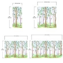 Load image into Gallery viewer, Colorful Nursery Woodland Forest Wallpaper. Watercolor Birch Tree Forest Wall Mural. #6527
