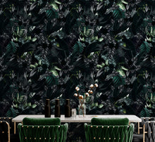 Carregar imagem no visualizador da galeria, Tropical Leaves In a Dark Jungle Background Wallpaper #6536