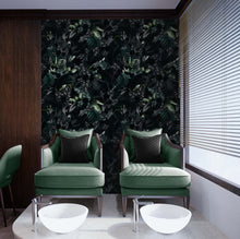 Carregar imagem no visualizador da galeria, Tropical Leaves In a Dark Jungle Background Wallpaper #6536