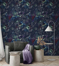 Carregar imagem no visualizador da galeria, Pastel Color Tropical Leaves In a Dark Jungle Background Wallpaper #6537