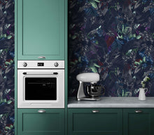 Carregar imagem no visualizador da galeria, Pastel Color Tropical Leaves In a Dark Jungle Background Wallpaper #6537