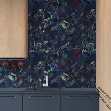 Carregar imagem no visualizador da galeria, Pastel Color Tropical Leaves In a Dark Jungle Background Wallpaper #6537
