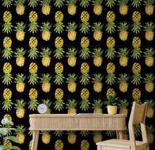 Carregar imagem no visualizador da galeria, Pineapple Wallpaper. Pink, Purple, or Black Color Peel and Stick Wall Mural. #6538
