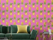 Carregar imagem no visualizador da galeria, Pineapple Wallpaper. Pink, Purple, or Black Color Peel and Stick Wall Mural. #6538