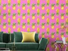 Carregar imagem no visualizador da galeria, Pineapple Wallpaper. Pink, Purple, or Black Color Peel and Stick Wall Mural. #6538