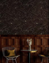 Carregar imagem no visualizador da galeria, Dark Brown Wallpaper. Chinoiserie Flower Pattern Wallpaper. #6557