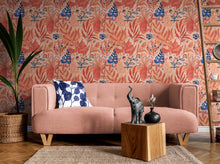 Carregar imagem no visualizador da galeria, Fern Botanical Wallpaper. Colorful Orange Wall Mural. #6558