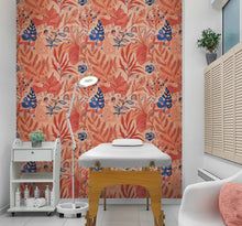Carregar imagem no visualizador da galeria, Fern Botanical Wallpaper. Colorful Orange Wall Mural. #6558