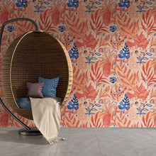 Carregar imagem no visualizador da galeria, Fern Botanical Wallpaper. Colorful Orange Wall Mural. #6558