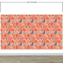Carregar imagem no visualizador da galeria, Fern Botanical Wallpaper. Colorful Orange Wall Mural. #6558