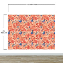 Carregar imagem no visualizador da galeria, Fern Botanical Wallpaper. Colorful Orange Wall Mural. #6558