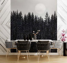 Carregar imagem no visualizador da galeria, Foggy Forest Wall Mural. Peel and Stick Wallpaper. Monotone Grey Nature Wallpaper. Rain Forest Wall Mural. #6560