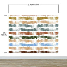 Carregar imagem no visualizador da galeria, Minimalist Boho Wallpaper Peel and Stick Mural. Pastel Color Brush Strokes Stripes Pattern Design. #6568
