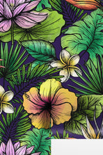 Carregar imagem no visualizador da galeria, Tropical Flower Wallpaper Peel and Stick Colorful Wildflower Mural. Green Flowers and Palm Tree Leaves Design. #6569